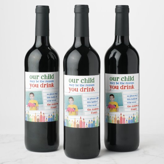 Funny Teacher Gift Wine Bottle Label  Wijn Etiket (Flessen)