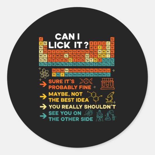 Funny Teacher Student Science Can I Lick It Period Ronde Sticker (Voorkant)