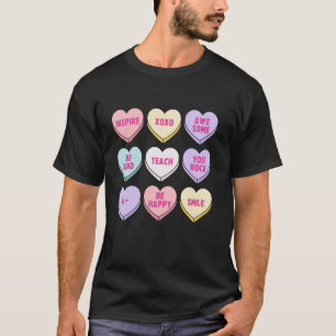 Funny Teacher Valentijnsdag Teach Heart Snoep Tea T-shirt
