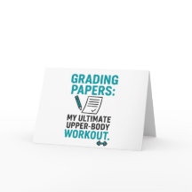 Funny Teacher Wenskaart - "Grading Papers