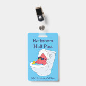 Funny Teachers School Bathroom Hall Pass Badge (Voorzijde met clip)