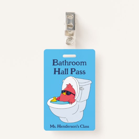 Funny Teachers School Bathroom Hall Pass Badge (Voorkant met clip)