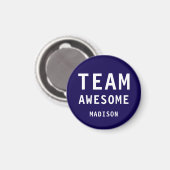 Funny Team Awesome Dark Blue Personalized Name Magneet (Voorkant / Achterkant)