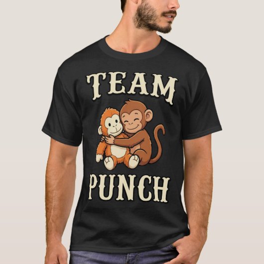 Funny Team Punch Cute Monkey Hugging Meme T-Shirt (Devant)