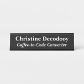 Funny Tech Coffee-to-Code Converter Black Bureau Naambordje (Voorkant)