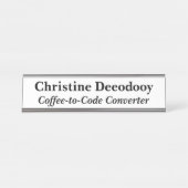 Funny Tech Coffee-to-Code Converter White Bureau Naambordje (Voorkant)