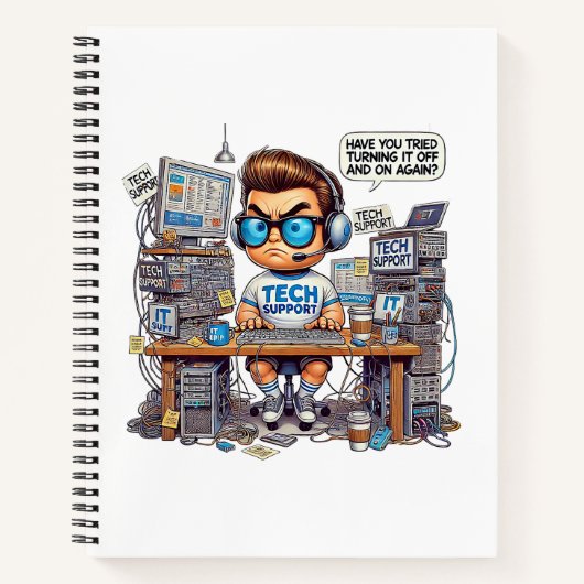 Funny Tech Support Cartoon Notitieboek (Voorkant)