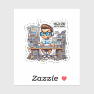 Funny Tech Support Cartoon Sticker