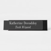 Funny Tech Wizard Black Bureau Naambordje (Voorkant)