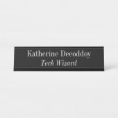 Funny Tech Wizard Black Bureau Naambordje (Voorkant)