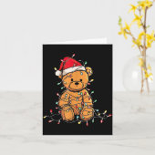 Funny Teddy Bear Christmas Graphics Lights Lover  Kaart (Gele Bloem)