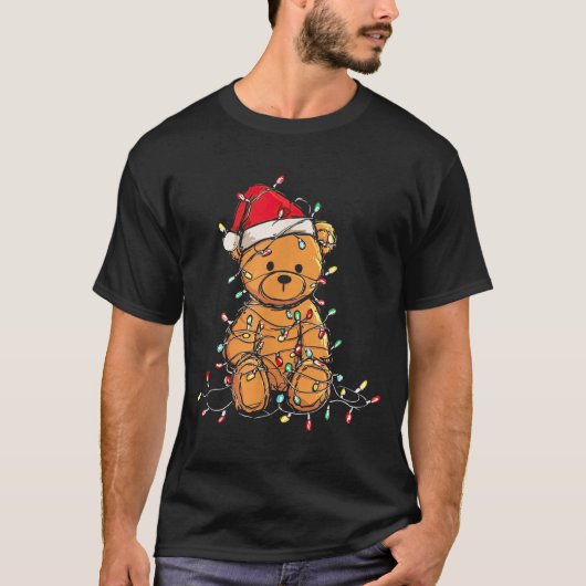 Funny Teddy Bear Christmas Graphics Lights Lover  T-shirt (Voorkant)