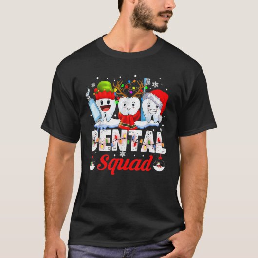 Funny Teeth Santa Reindeer Kerstmis Dental Squad T-shirt (Voorkant)