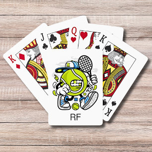 Funny Tennis Ball Cartoon Monogram Sport Pokerkaarten