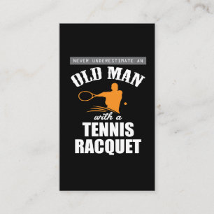 Funny tennis cadeau oud man tennis racket visitekaartje
