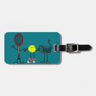 Funny Tennis Cartoon Bagagelabel