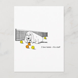 Funny Tennis die het Briefkaart van de Basset Houn