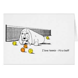 Funny Tennis die het Wenskaart van de Basset Hound