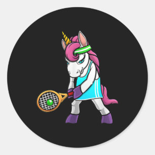 Funny Tennis Gift voor meisjes Unicorn Lovers C Ronde Sticker