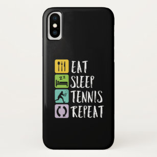 Funny Tennis Sports Eat Sleep Tennis Herhalen iPhone XS Hoesje