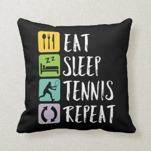 Funny Tennis Sports Eat Sleep Tennis Herhalen Kussen