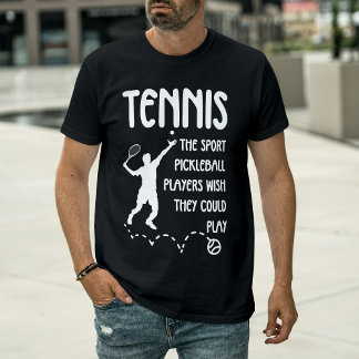 Funny Tennis vs Pickleball Tennis Player Serving  T-shirt