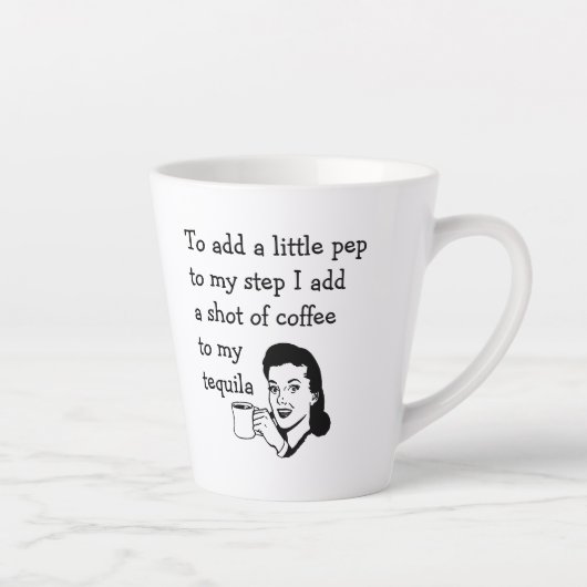 Funny Tequila Coffee Quote Retro Art Latte Mok (Rechts)