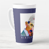 Funny Tesla Portrait Latte Mok (Linkerhoek)