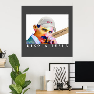 Funny Tesla Portrait Poster