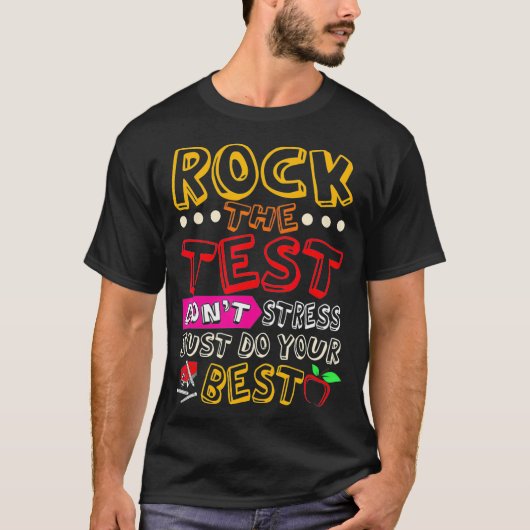 Funny Testing Teacher Rock testtest T T-shirt (Voorkant)