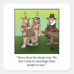 Funny Thanksgiving Cheap Wine Vierkante Sticker