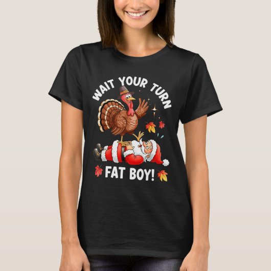 Funny Thanksgiving Christmas Turkey Vs Santa For M T-shirt (Voorkant)