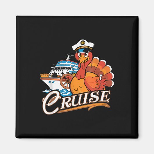 Funny Thanksgiving Cruise Turkey Boat Vacation Tri Magneet (Voorkant)