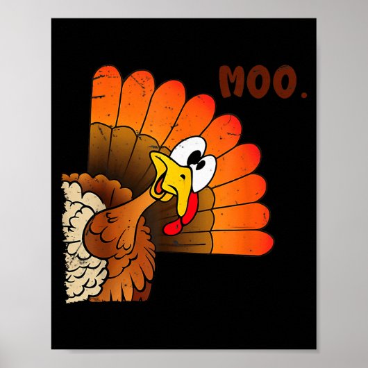 Funny Thanksgiving Cute Turkey Moo I'm A Cow Men W Poster (Voorkant)