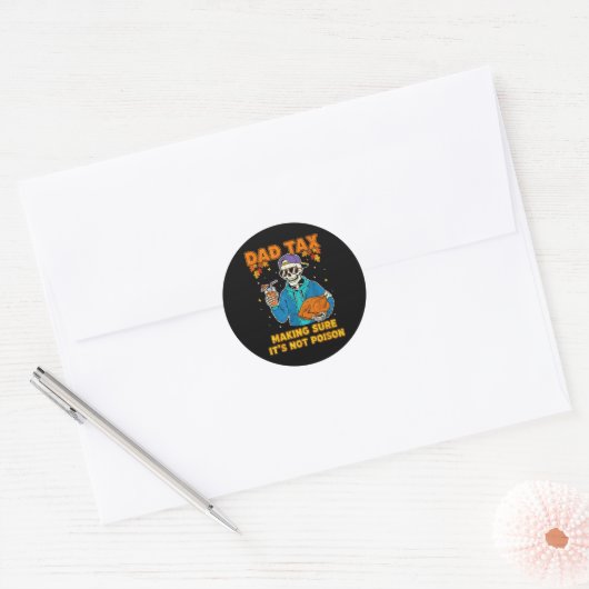 Funny Thanksgiving Dad Tax Skeleton Turkey Day Foo Ronde Sticker (Envelop)
