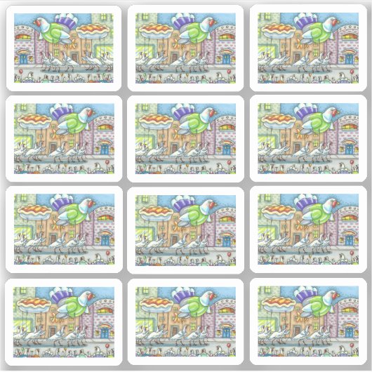 FUNNY THANKSGIVING DAY PARADE TURKEY BALLOON STICKER (Voorkant)