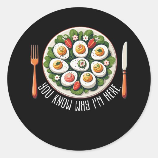 Funny Thanksgiving Dinner Deviled Egg Je weet waar Ronde Sticker (Voorkant)