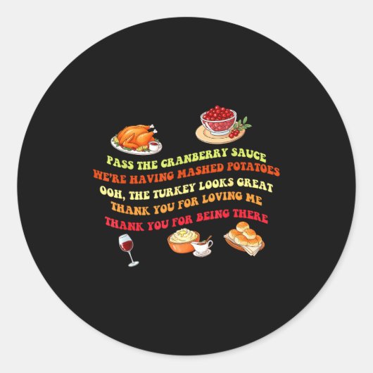 Funny Thanksgiving Dinner P The Cranberry Sauce De Ronde Sticker (Voorkant)