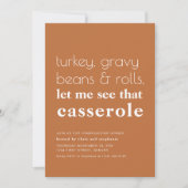 Funny Thanksgiving Dinner Party Invitation Kaart (Voorkant)