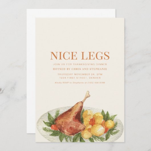 Funny Thanksgiving Dinner Party Invitation Kaart (Voorkant / Achterkant)