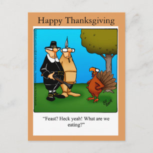 Funny Thanksgiving "Feast Heck Ja" Briefkaart