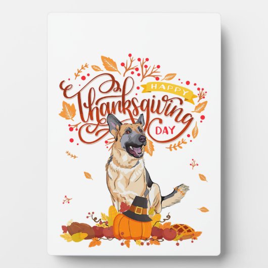 Funny Thanksgiving geeft Duits Shepherd Dog Fotoplaat (voorkant)