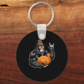 Funny Thanksgiving Gorilla Holding Turkey Lgrim Ha Sleutelhanger (Voorkant)