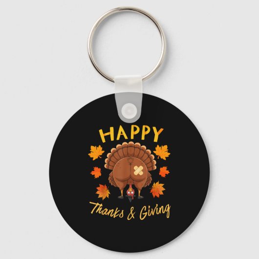 Funny Thanksgiving Guess What Turkey Butt  Sleutelhanger (Voorkant)
