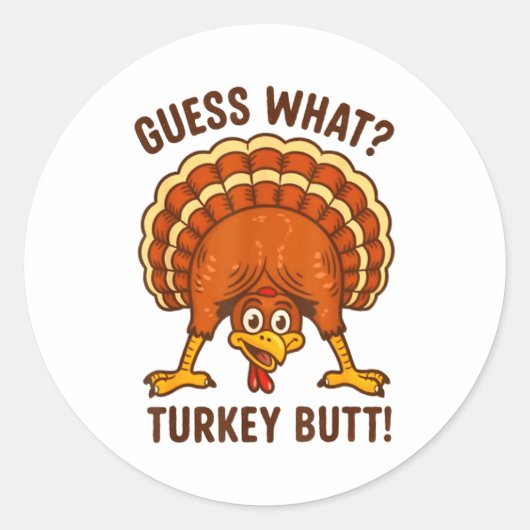 Funny Thanksgiving Kids Joke Meme Guess What Turke Ronde Sticker (Voorkant)