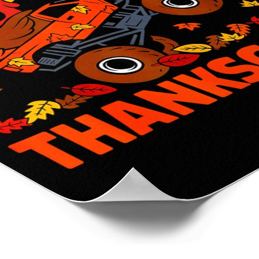 Funny Thanksgiving Monster Truck Turkey Ride Fall Poster (Hoek)