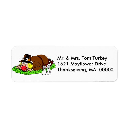 Funny Thanksgiving Pilgrim Return Address Labels (Voorkant)