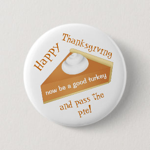 Funny Thanksgiving   Pompoentaart Ronde Button 5,7 Cm