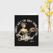 Funny Thanksgiving Retro N Up Inappropriate Stuffe Kaart (Gele Bloem)