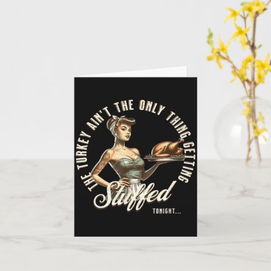 Funny Thanksgiving Retro N Up Inappropriate Stuffe Kaart (Gele Bloem)